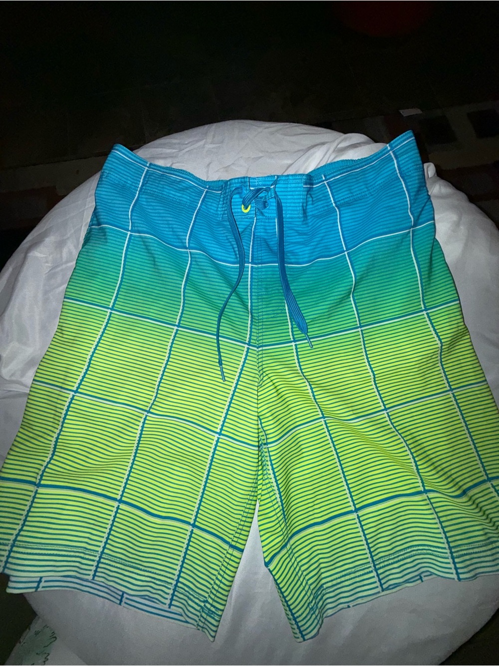OP Blue and Lime Gradient Men's Swim Board Shorts- large